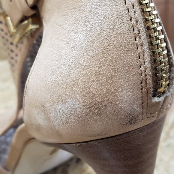 Louise et Cie sz 9 B open toe weave leather, adjustable heels gold access - Picture 11 of 12